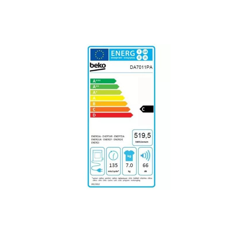 Sèche linge  à  évacuation - 7kg - BEKO - DA7011PA