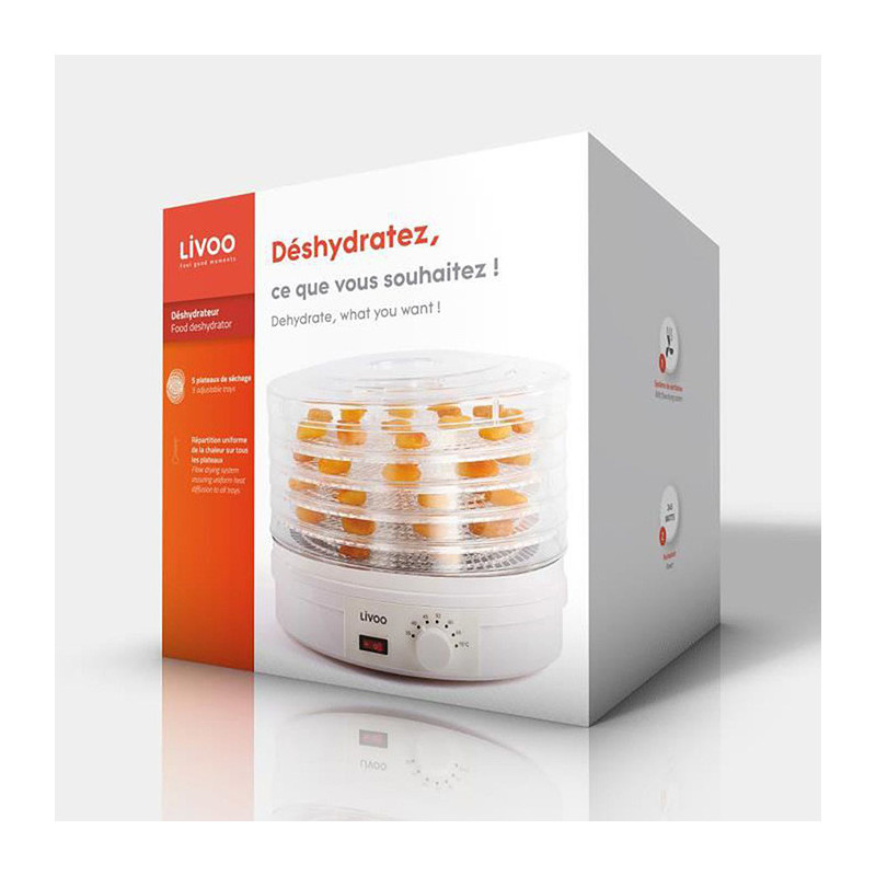 Deshydrateur Fruits & Légumes 5 Plateaux 245W - LIVOO - DOM202