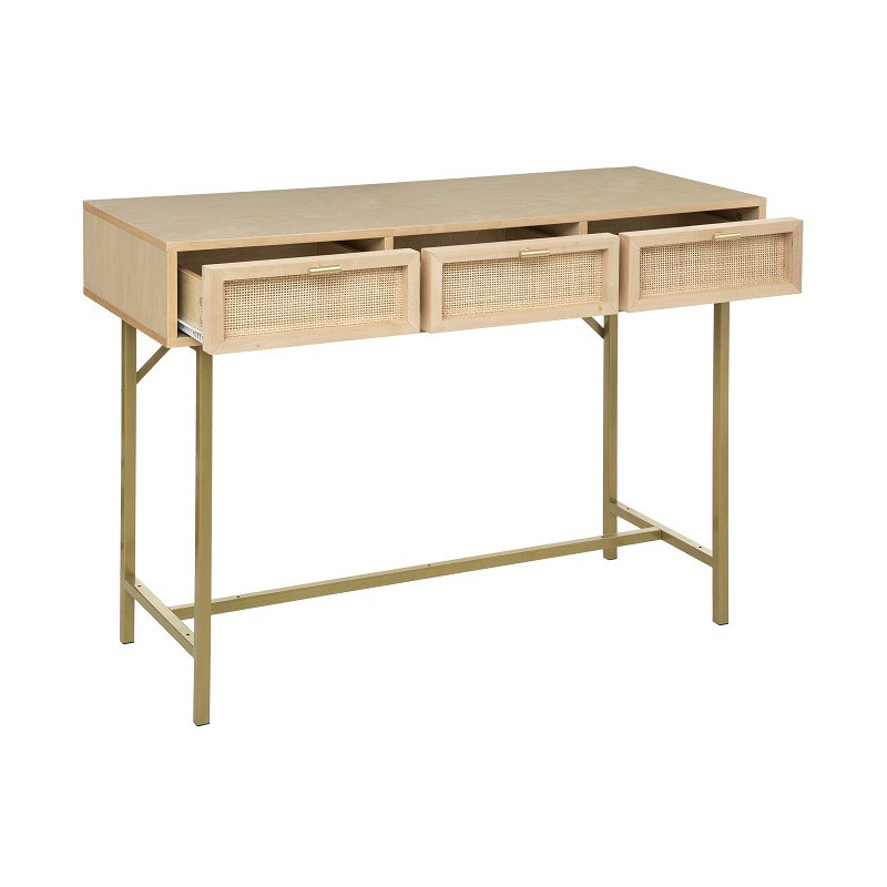 Console 3 tiroirs Rayo cannage rotin L110cm - ATMOSPHERA