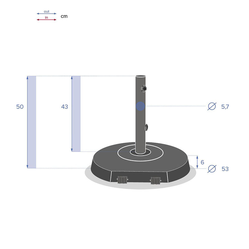 Pied de parasol rond à roulettes 28kg Noir - HESPERIDE - 159052