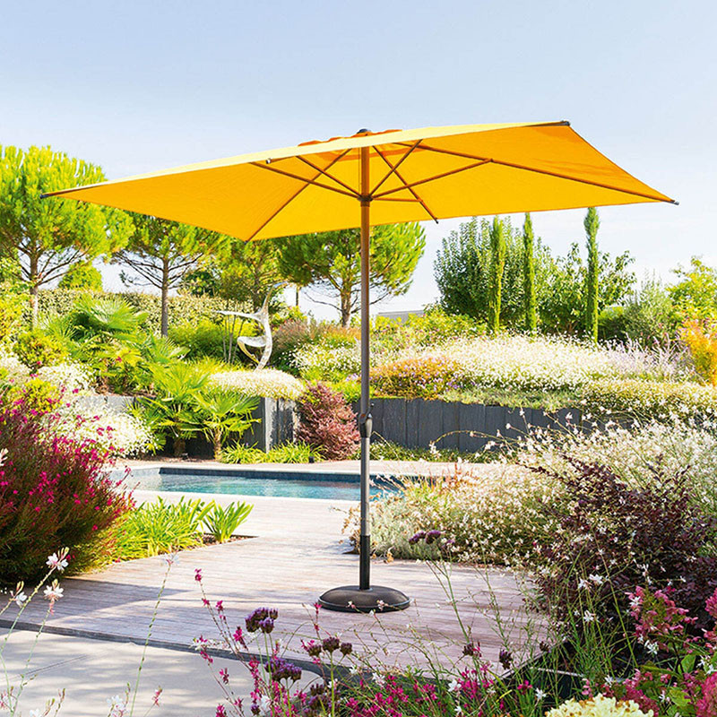 Parasol droit rectangulaire inclinable LOOMPA Jaune moutarde
