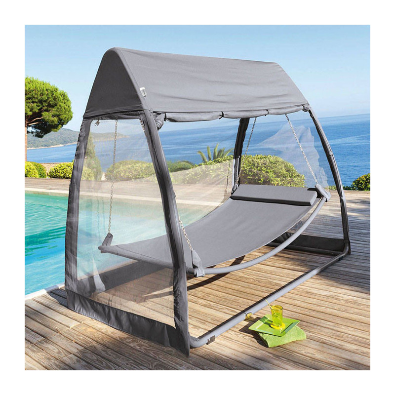 Balancelle Hamac Trinidad avec moustiquaire Gris Ardoise- HESPERIDE - 165050