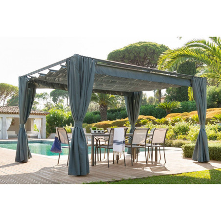 TONNELLE JARDIN PALMEIRA ALU GRIS 400 cm x 300 cm - HESPERIDE