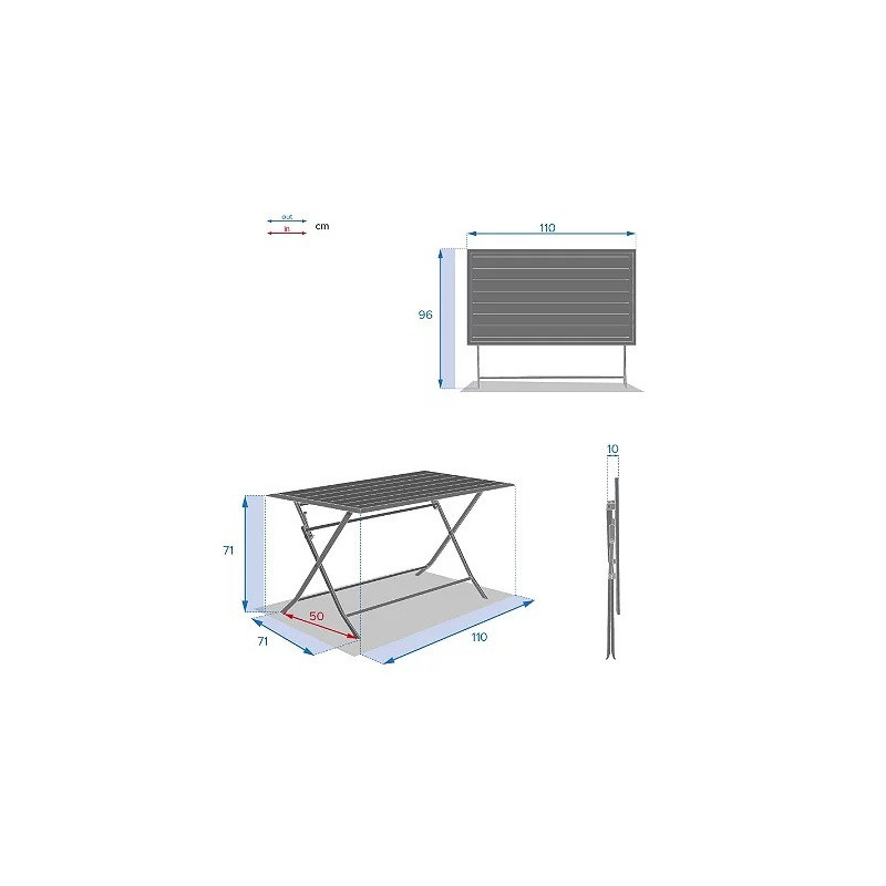 TABLE AZUA ALU GRAPHITE 4P