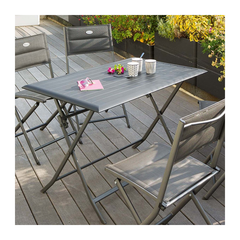 TABLE AZUA ALU GRAPHITE 4P