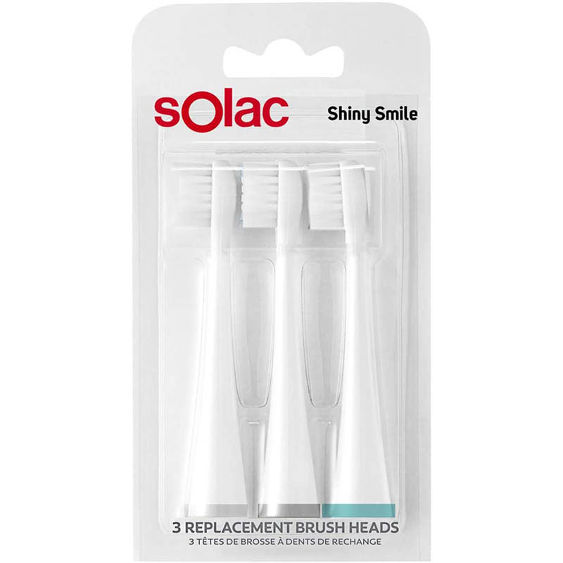 Tête de rechange pour brosse à dents électrique Shiny Smile x3 Blanc - SOLAC - CD4000