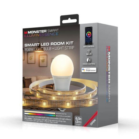Kit ampoule de lumière LED Illuminescence A19 E27 + bande de lumière 2m - MONSTER