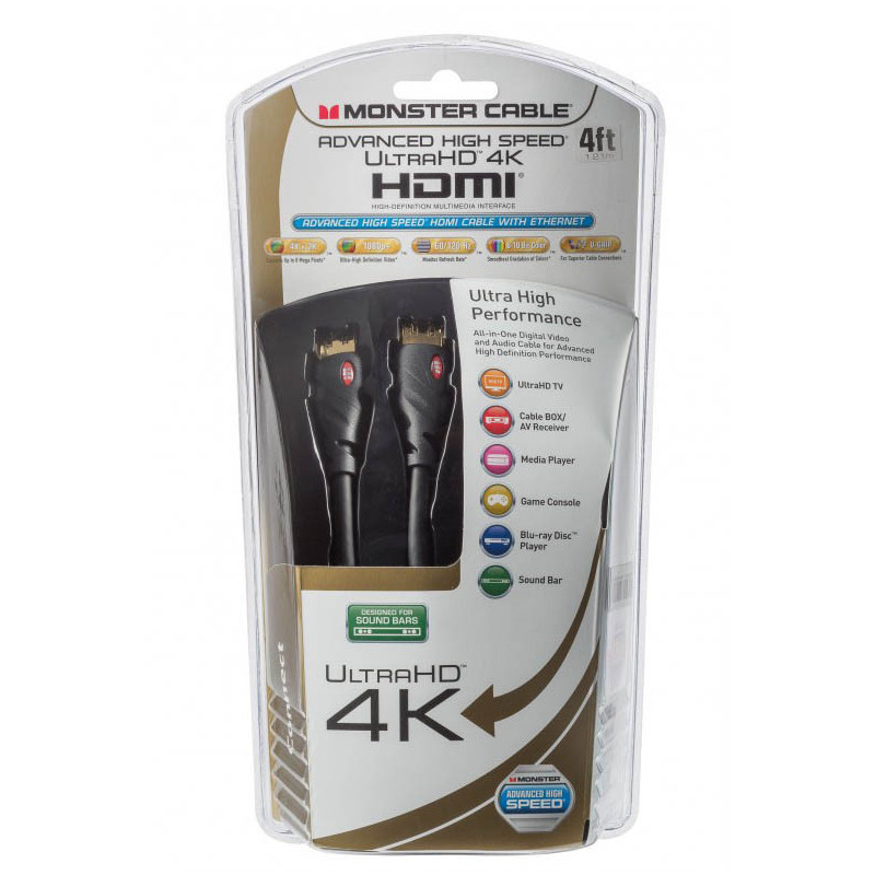Câble HDMI Gaming Essentials 8K 144Hz 1,8m Noir - MONSTER