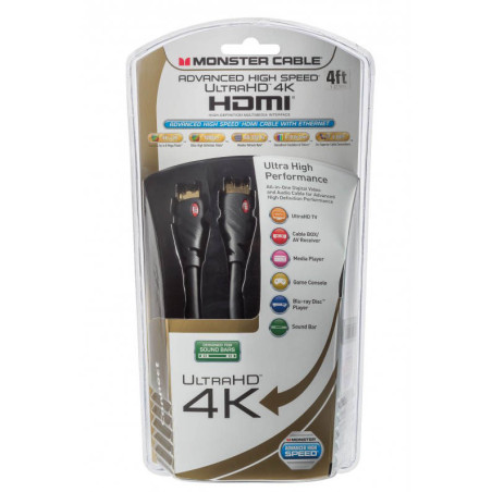 Câble HDMI Gaming Essentials 8K 144Hz 1,8m Noir - MONSTER