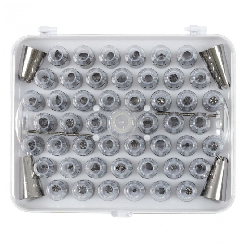 Coffret pâtisserie 52 douilles inox + 3 accessoires de décoration