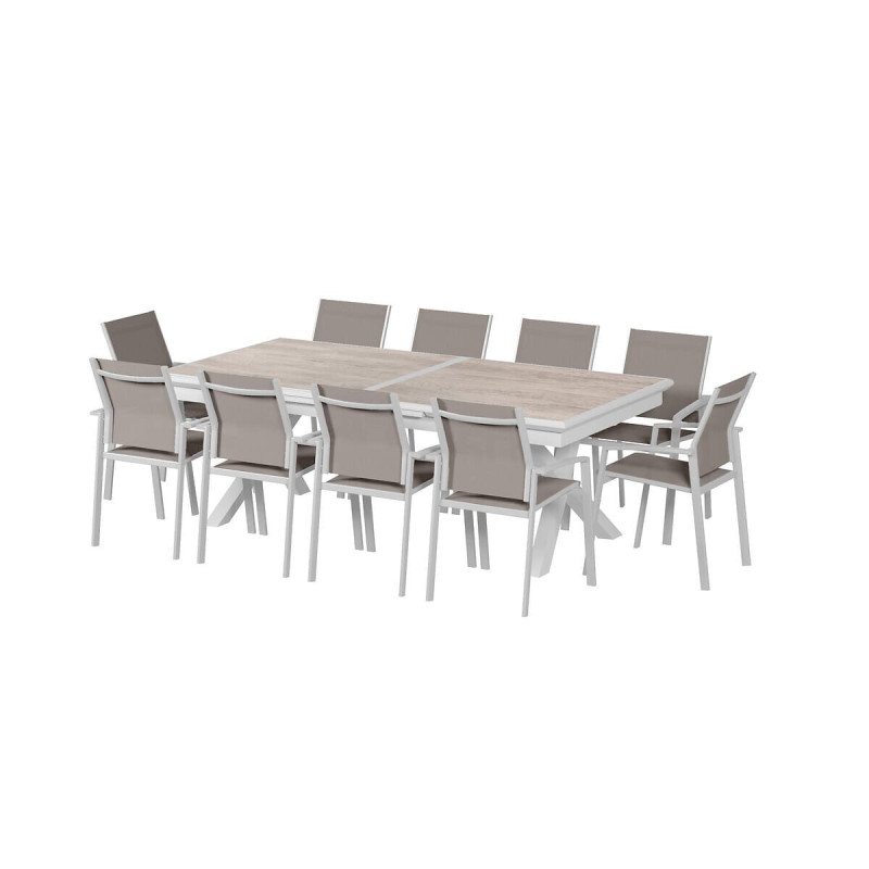 Table de jardin extensible - Axiome - HESPERIDE - Blanc - 12 personnes
