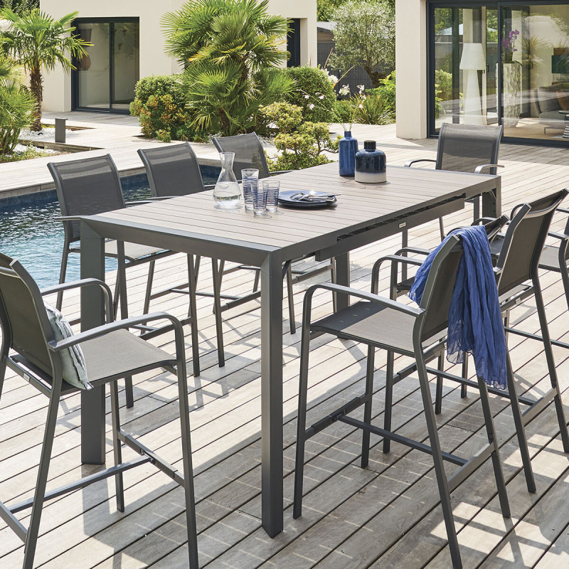Table haute de jardin aluminium EVASION 8 personnes