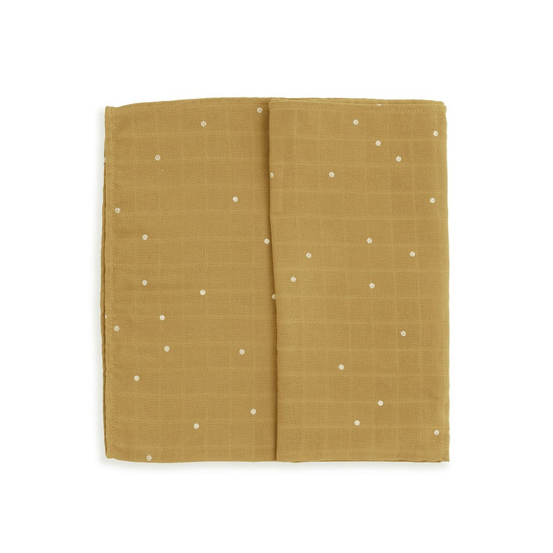 Set de 2 langes mousseline coton 70x70 jaune - GLOOP!