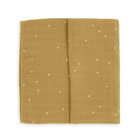Set de 2 langes mousseline coton 70x70 jaune - GLOOP!