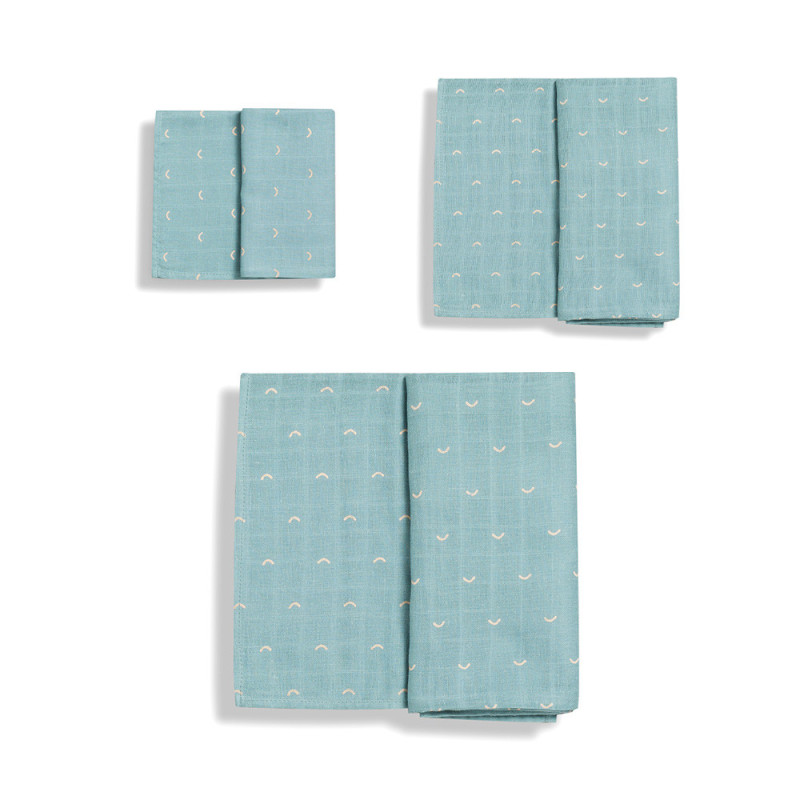 Set de 3 langes mousseline ocean green - GLOOP!