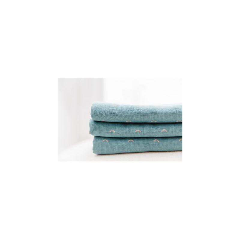 Set de 3 langes mousseline ocean green - GLOOP!
