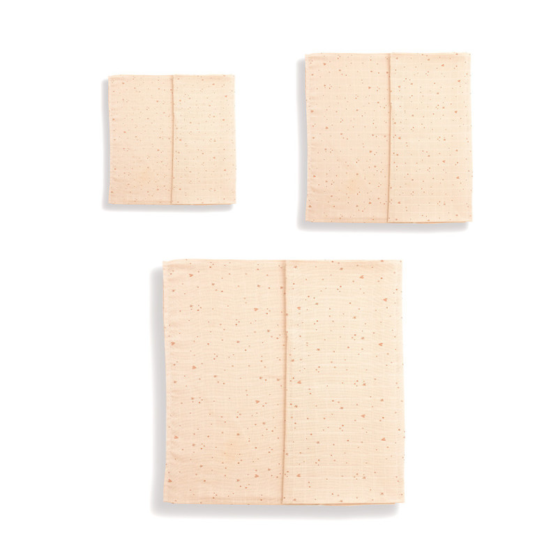 Set de 3 langes mousseline rose - GLOOP!