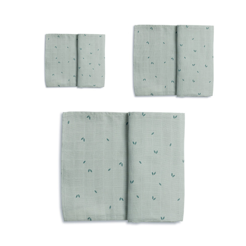 Set de 3 langes mousseline organic green - GLOOP!