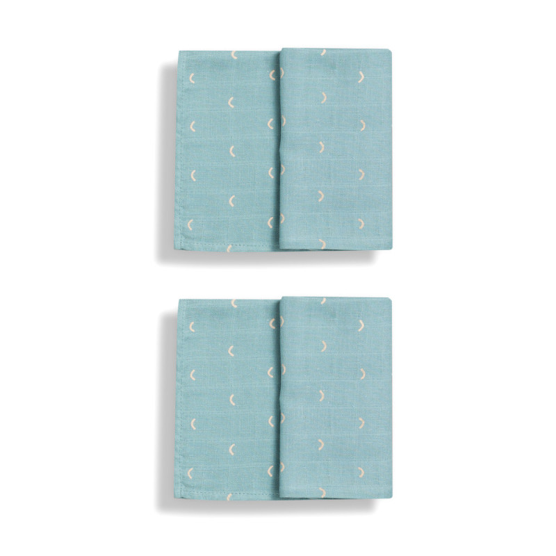 Set de 2 lange mousseline coton 70x70 ocean green - GLOOP!