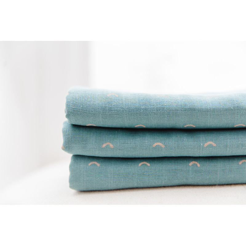 Set de 2 lange mousseline coton 70x70 ocean green - GLOOP!