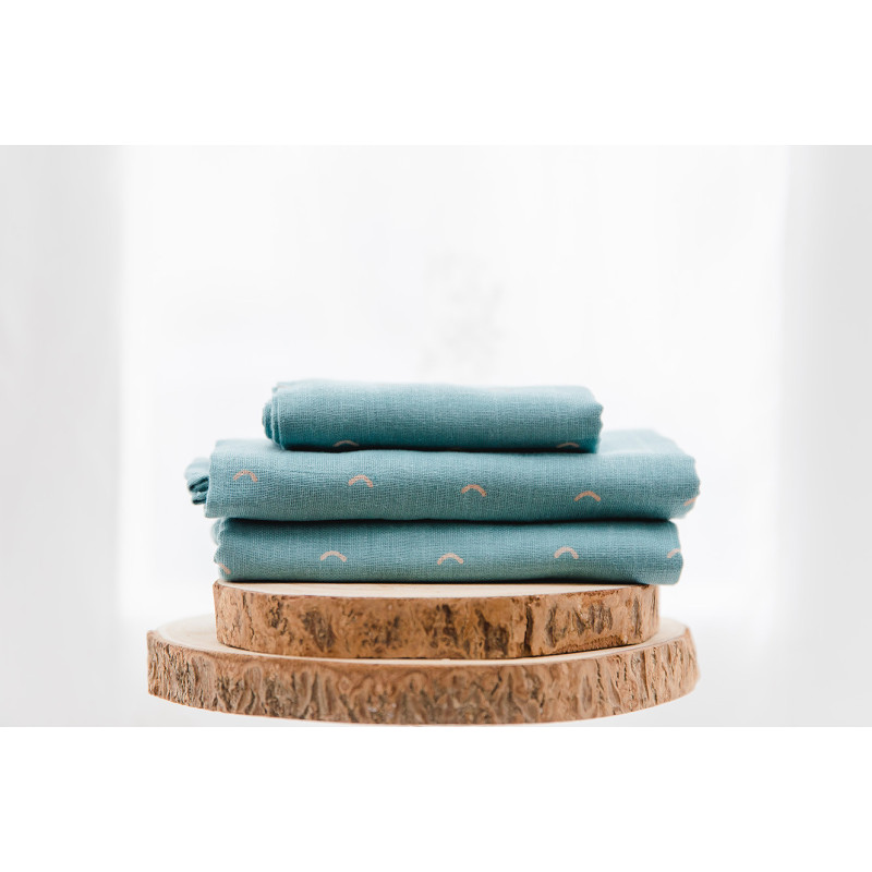 Set de 2 lange mousseline coton 70x70 ocean green - GLOOP!
