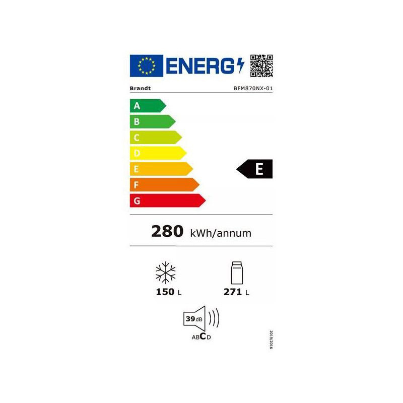 Réfrigérateur combiné multi-portes No frost 421L noir - BRANDT - BFM870NX