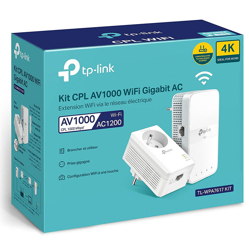 Kit CPL AV1000 Gigabit WiFi 2 adaptateurs Blanc - TP-LINK - WPA7617KIT 