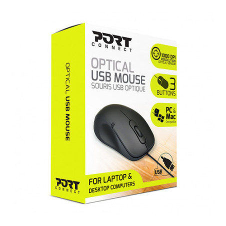 Souris filaire professionnelle USB-A 1000 dpi Noir - PORT DESIGNS - 900400