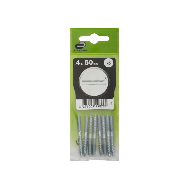 VIS DOUBLE FILET 4X50 ACIER ZINGUE