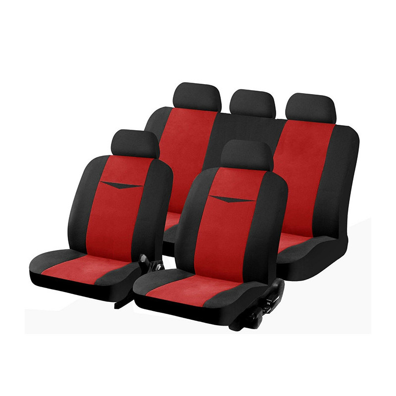 Housse pour siege auto universelle 9 pieces Rouge/Noir - PERALINE - PER1799