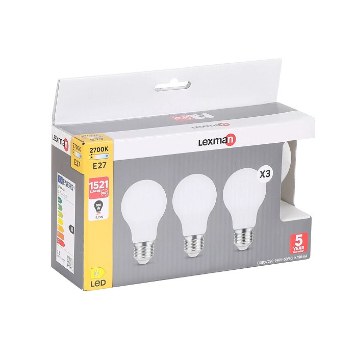 Ampoule LED Standard E27 100W Blanc-chaud x3 - LEXMAN - 5631214 