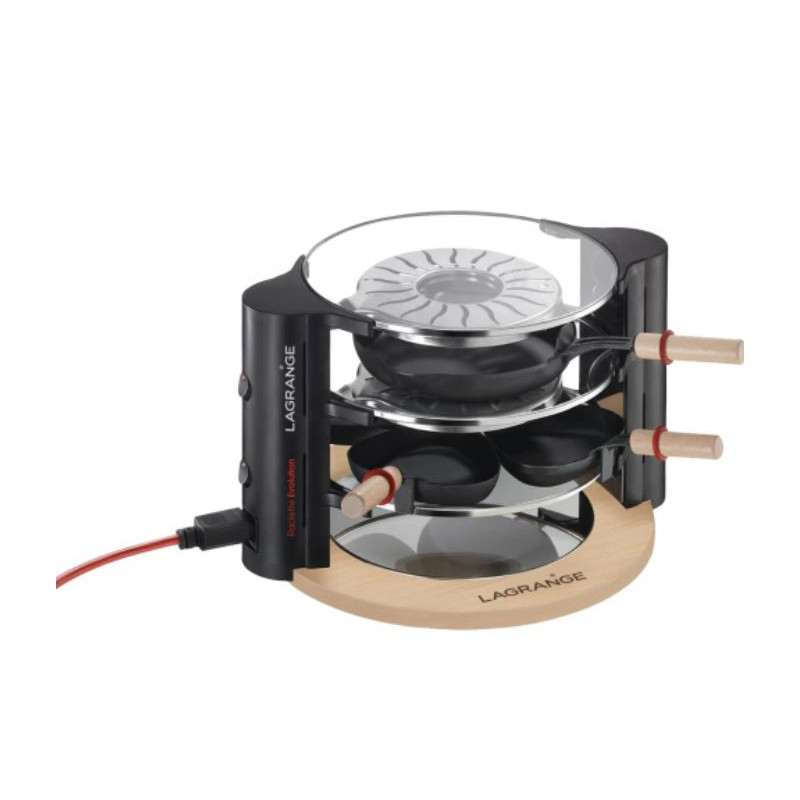 Appareils à raclette Evolution 900W + accessoires Noir/Bois - LAGRANGE - 149003