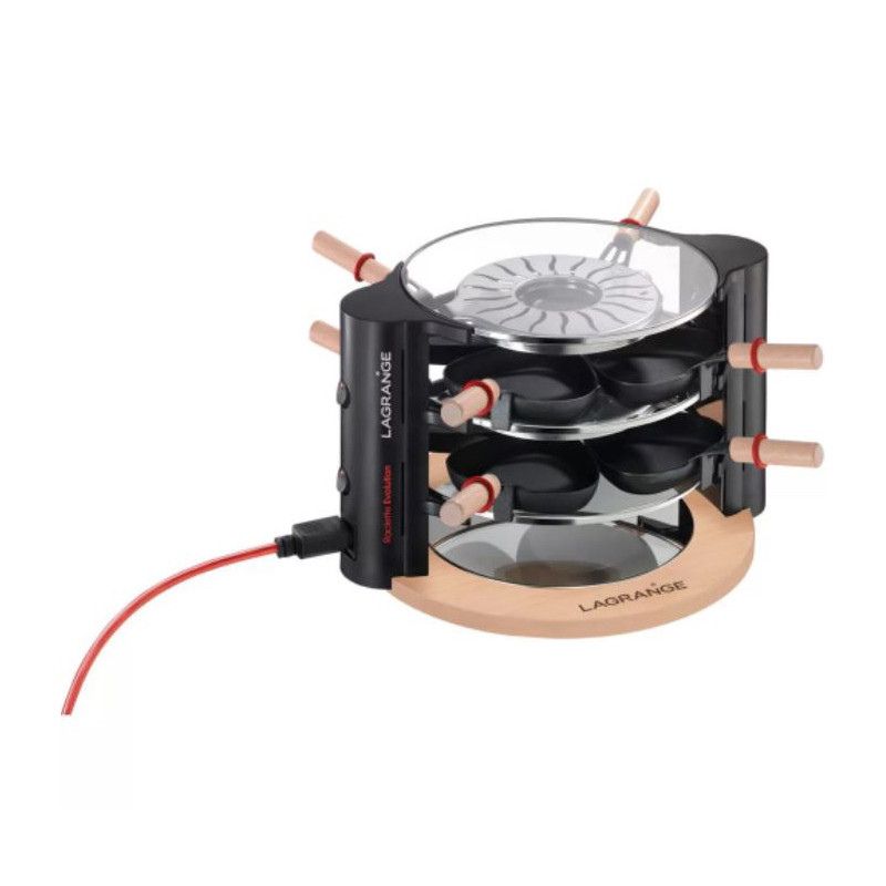 Appareils à raclette Evolution 900W  + accessoires Noir/Bois - LAGRANGE - 149003