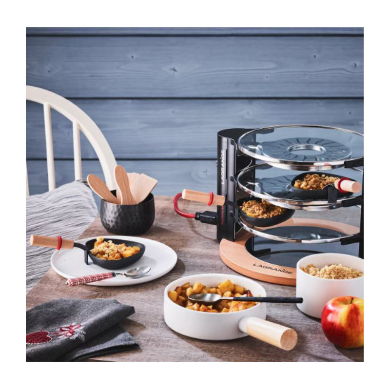 Appareils à raclette Evolution 900W  + accessoires Noir/Bois - LAGRANGE - 149003