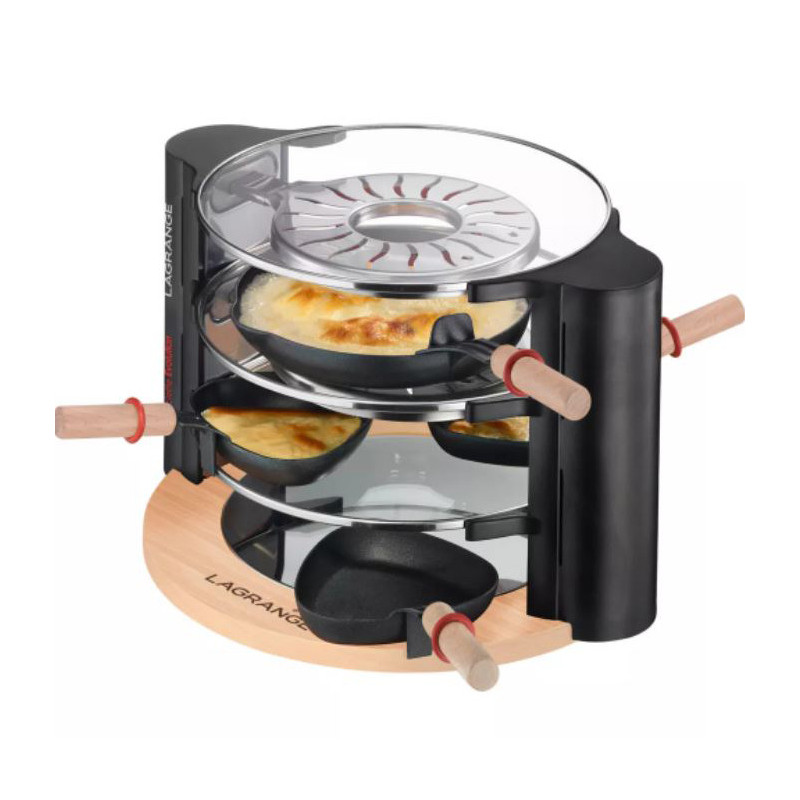 Appareils à raclette Evolution 900W  + accessoires Noir/Bois - LAGRANGE - 149003