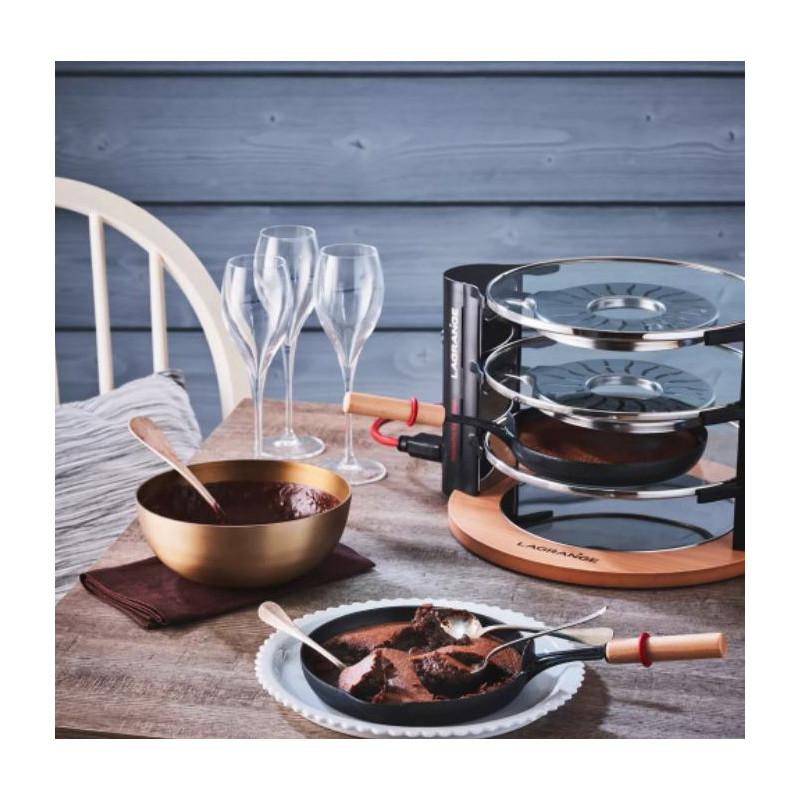 Appareils à raclette Evolution 900W  + accessoires Noir/Bois - LAGRANGE - 149003
