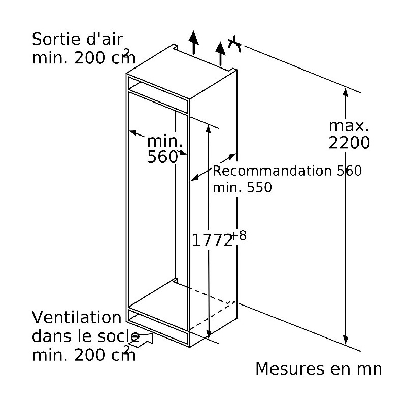 Congélateur Intégrable à Pantographe 211L Blanc - BOSCH - GIN81AEF0