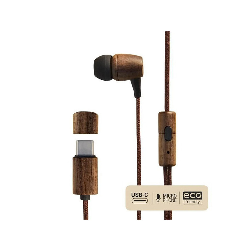 Écouteurs avec Microphone Eco Walnut Wood Type C - ENERGY SISTEM - 450701