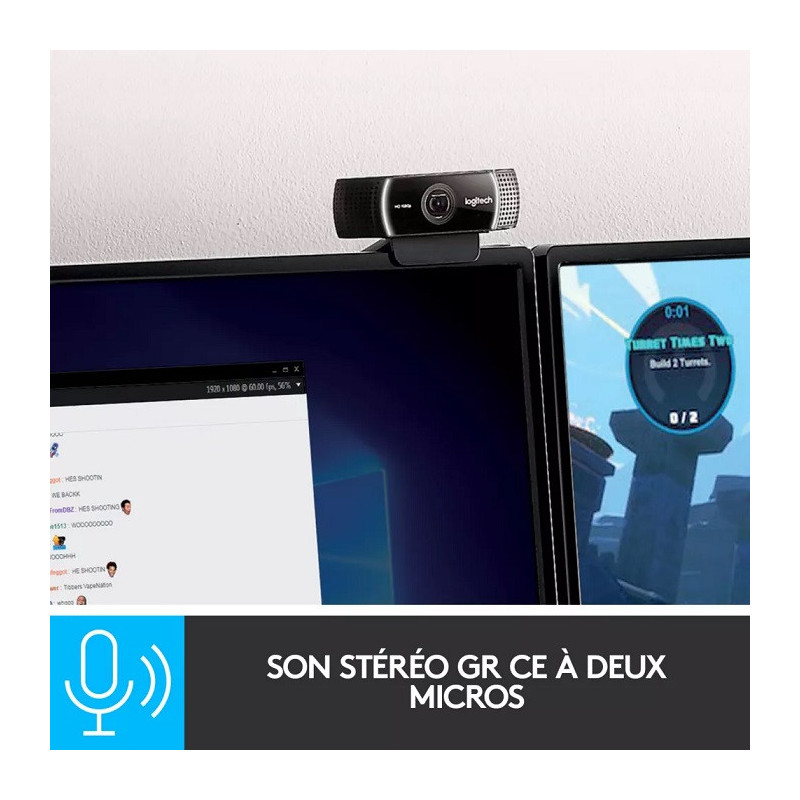 Webcam C922 Pro Stream Full HD Noir - LOGITECH - CAM_LOG_C922_PRO