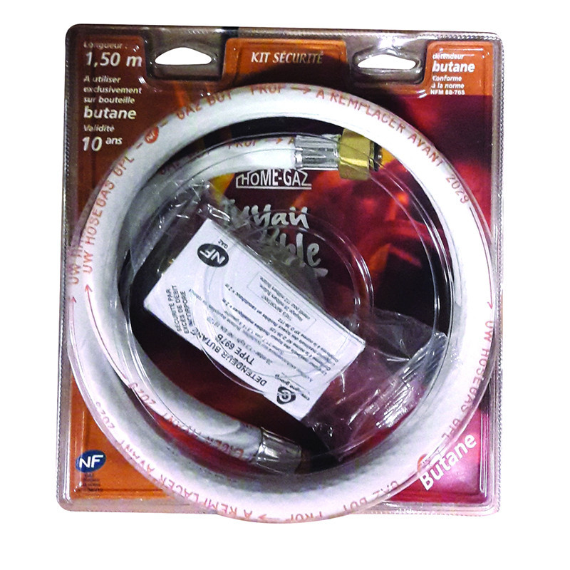 Kit sécurité Détendeur + Fléxible 1m50 Gaz Butane Propane GPL - HOME GAZ