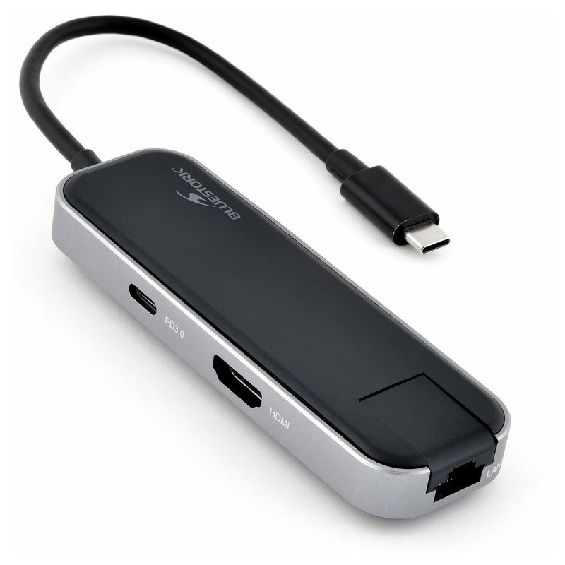 Hub 3 PORTS USB 2.0/HDMI/USB TYPE C/RJ45 Gris - BLUESTORK - BS_HUB_OFFICE