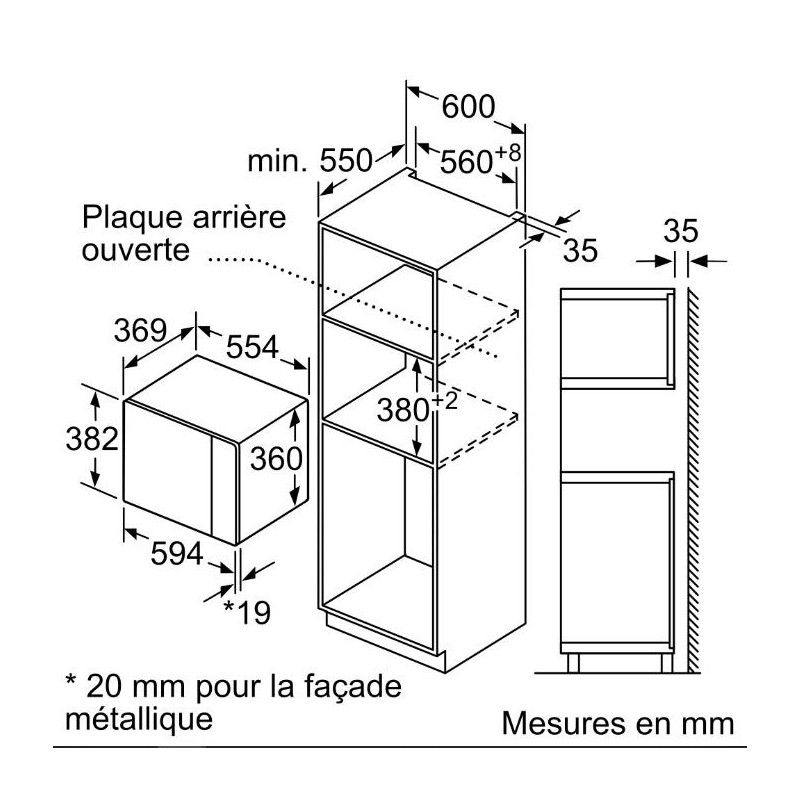 Four à micro-ondes encastrable 25L Inox - SIEMENS - BF555LMSO