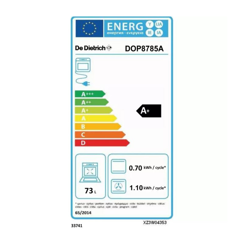 Four encastrable Pyrolyse 73L Noir - DE DIETRICH - DOP8785A