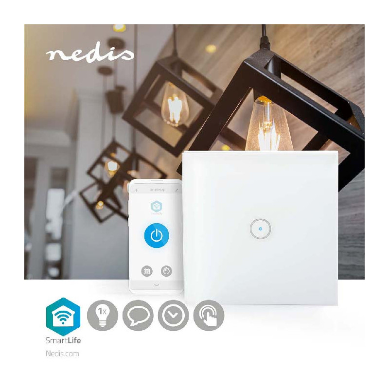 Commutateur Mural SmartLife Wi-Fi 1000W Blanc - NEDIS - WIFIWS10WT