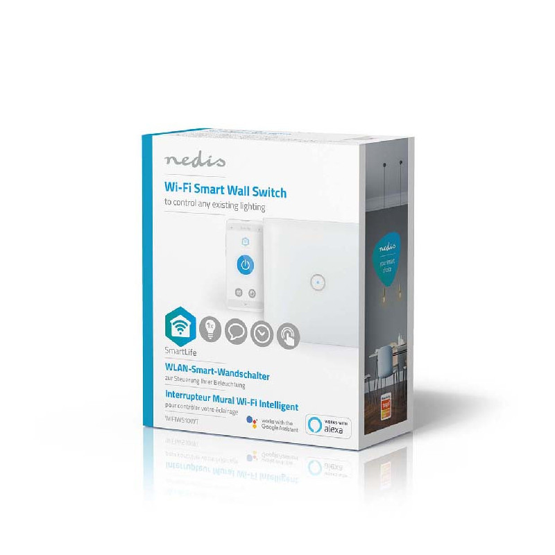 Commutateur Mural SmartLife Wi-Fi 1000W Blanc - NEDIS - WIFIWS10WT