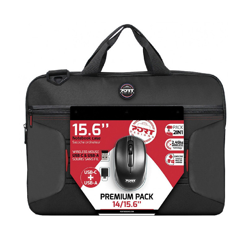 Sacoche Pc & souris sans fil 14/15.6" Noir - PORT DESIGNS - 501873