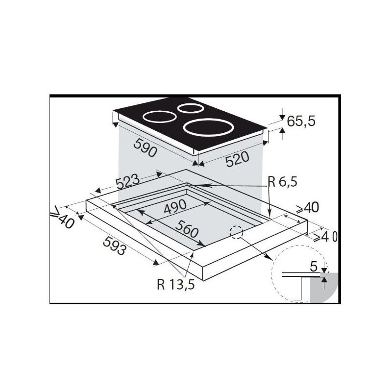 Plaque de cuisson Induction Encastrable 4 Foyers Noir - BTI1641B