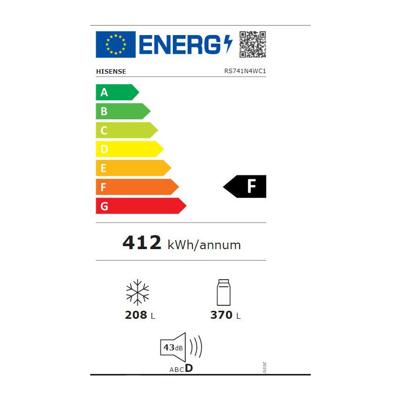 Réfrigérateur Américain 578L Argenté - HISENSE - RS741N4WC1