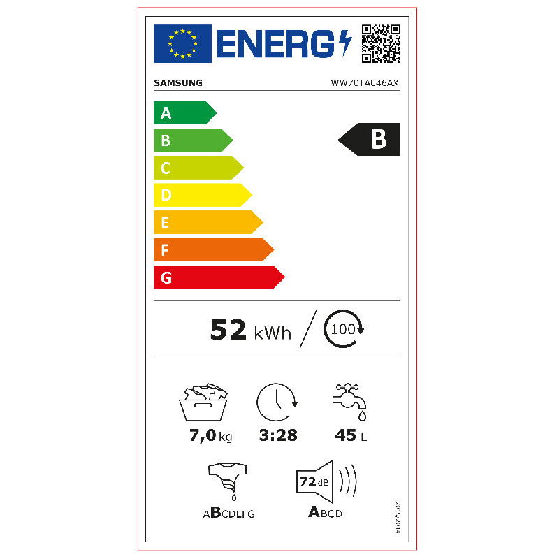 Lave-linge Frontale 7 kg 1400T B Ecobubble Inox SAMSUNG - WW70TA046AX/EF