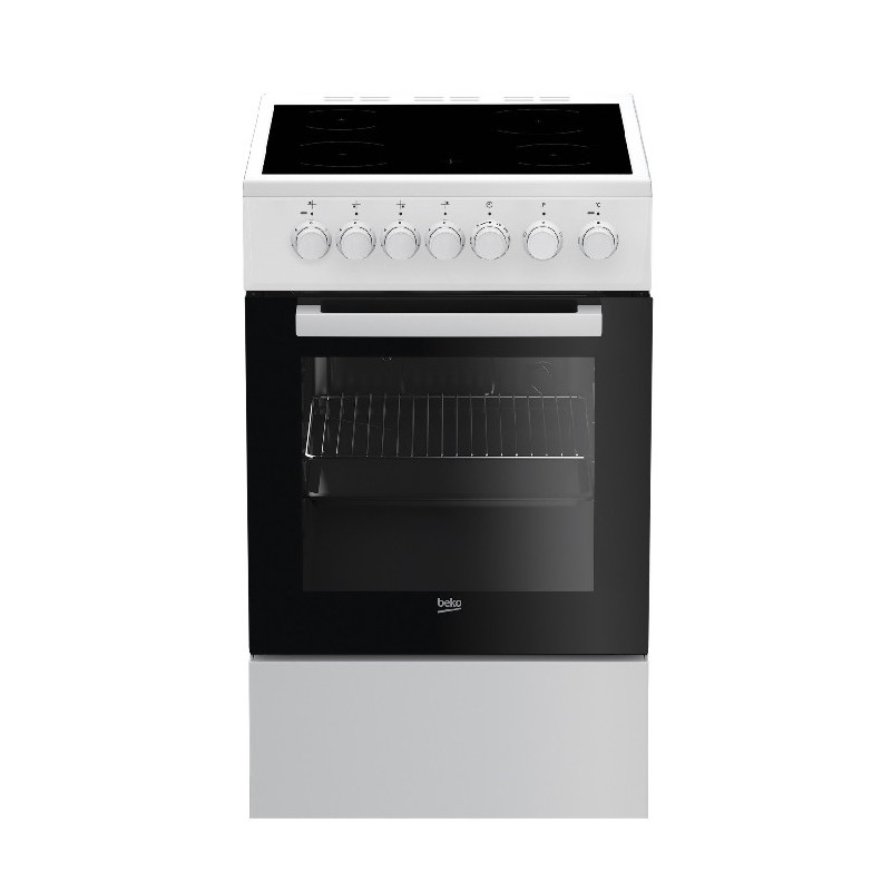 Cuisinière Vitrocéramique 4 Foyers 60L Noir/Blanc - BEKO - FSS57100GW
